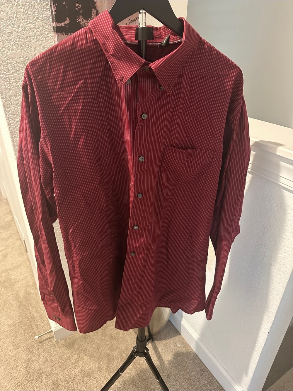Men's Burgundy Button-Down Shirt by
